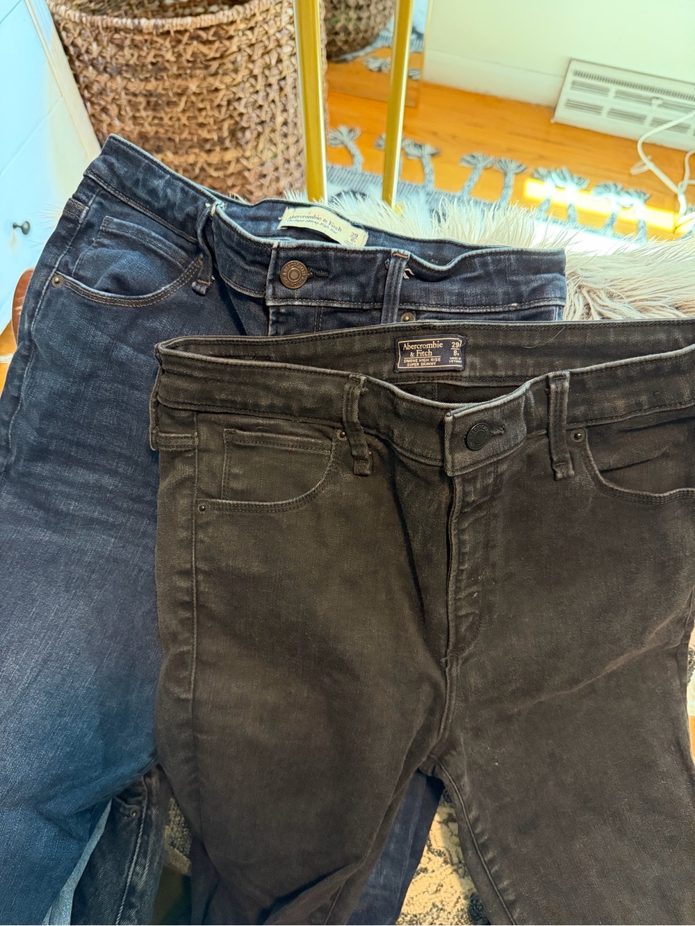 Abercrombie & Fitch Black and Dark Blue Jeans Duo